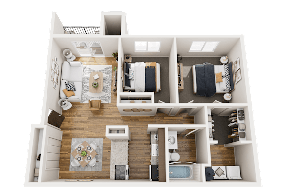 2BWD Floor Plan at Woodland Villa Apartments, Westland