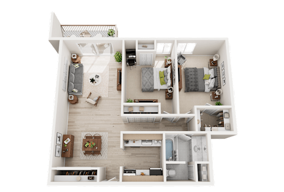 Floor Plan  2 bedroom 2 bath apartment in Westland Westwood Village