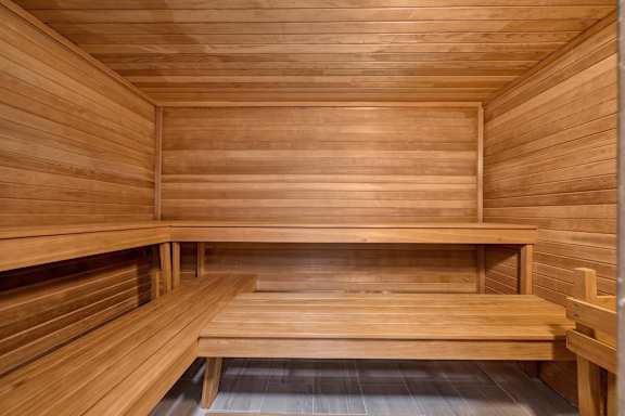 24-hour fitness center and sauna at Eastwood Village Apartments in Clinton Township, MI.