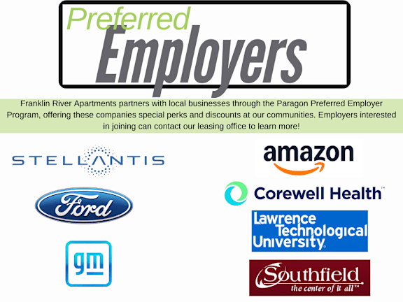 Preferred Employers Poster at Franklin River Apartments, Southfield, 48034