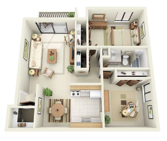 Renovated two-bedroom apartment homes at Westwood Village Apartments in Westland, MI.