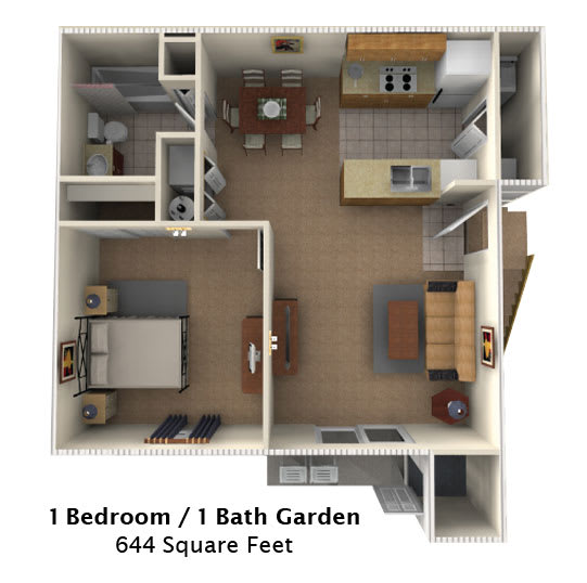 Floor Plan  1 Bedroom Floor Plan Image at Chariot Pointe Apartments, Murfreesboro Tennessee