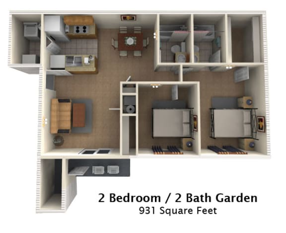 Floor Plan  2 Bedroom (B) Floor Plan Image at Chariot Pointe Apartments, Tennessee