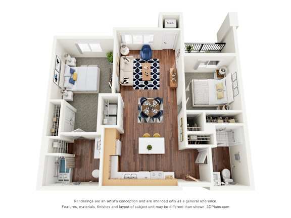 Floor Plan  2 bed 2 bath A &#xA0;at The Addie at Metro Center 55&#x2B; Apartments, Colorado