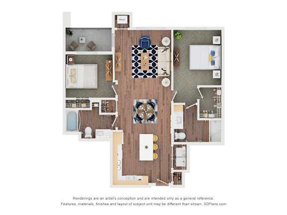 A floor plan of a house with a kitchen, living room, dining room, and bathroom.