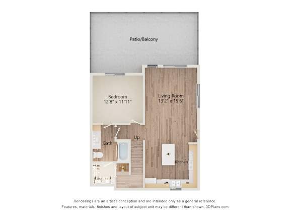 1FL 1bedroom Floor Plan at Allasso Ranch Apartments, Surprise, AZ, 85387