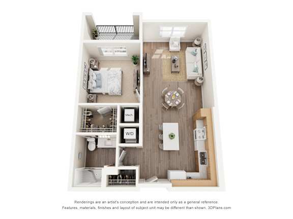 1BR A Floor Plan at Anchor at Gulf Harbors 62+ Apartments, New Port Richey, FL