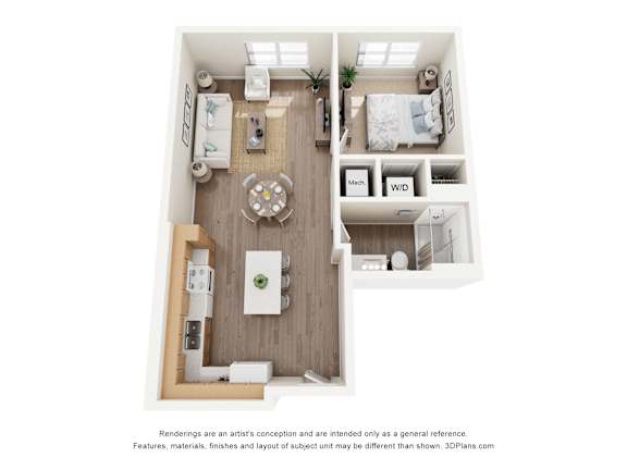 1Bed 1Bath I Floor Plan at Anchor at Gulf Harbors 62+ Apartments, New Port Richey, Florida