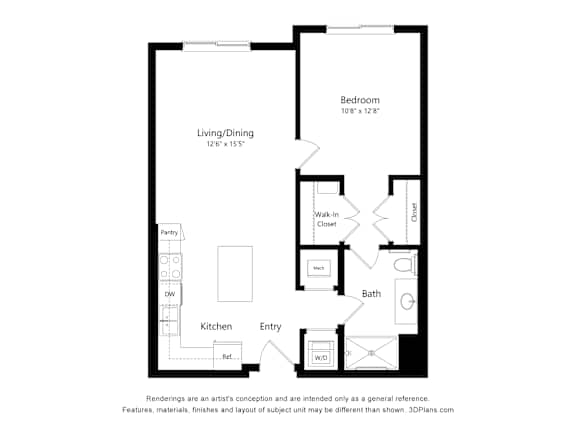 1Bed 1Bath L Floor Plan at Anchor at Gulf Harbors 62+ Apartments, Florida, 34652