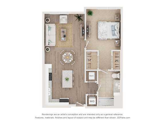 1Bed 1Bath J Floor Plan at Anchor at Gulf Harbors 62+ Apartments, New Port Richey