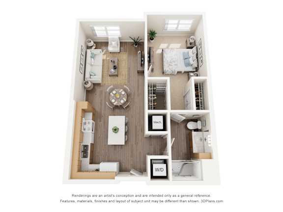 1Bed 1Bath K Floor Plan at Anchor at Gulf Harbors 62+ Apartments, Florida