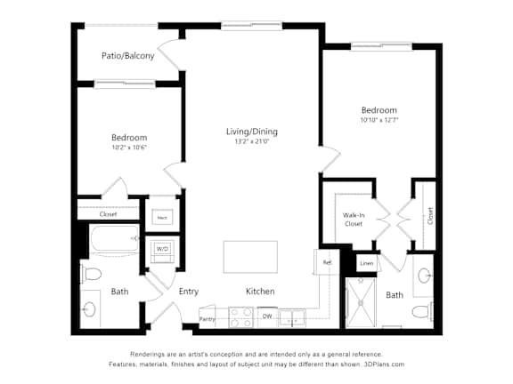 2B2B B Floor Plan at Anchor at Gulf Harbors 62+ Apartments, New Port Richey, 34652