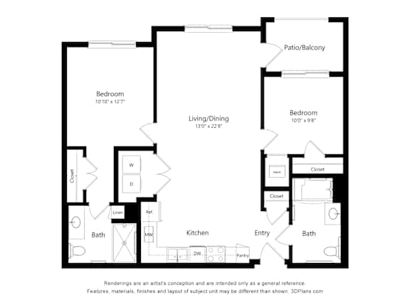 2B2B E Floor Plan at Anchor at Gulf Harbors 62+ Apartments, Florida