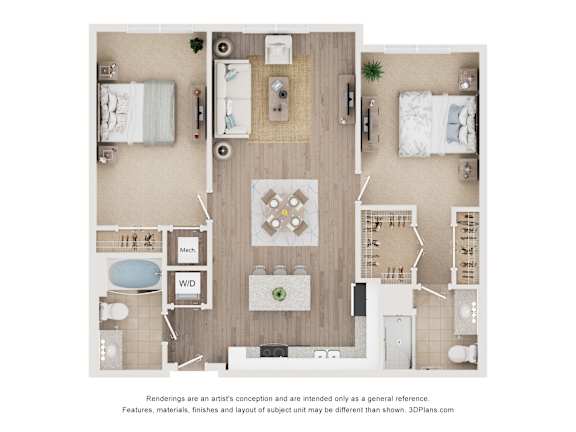 2B2B J Floor Plan at Anchor at Gulf Harbors 62+ Apartments, New Port Richey, Florida