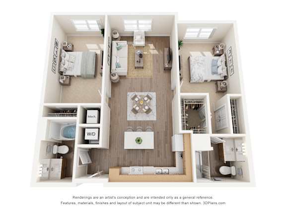 2B2B I Floor Plan at Anchor at Gulf Harbors 62+ Apartments, New Port Richey, 34652