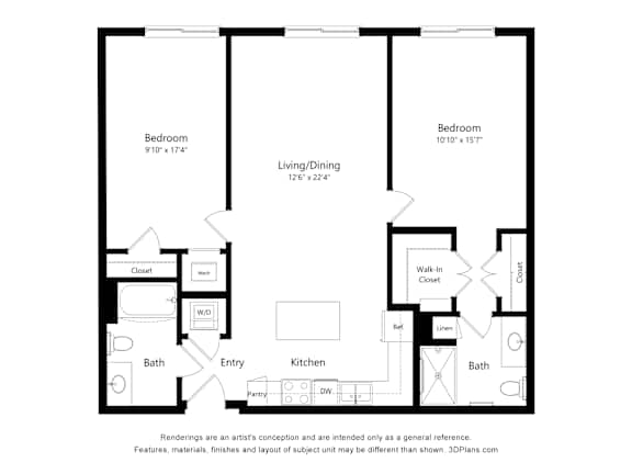 2Bed 2Bath E Floor Plan at Anchor at Gulf Harbors 62+ Apartments, New Port Richey, Florida
