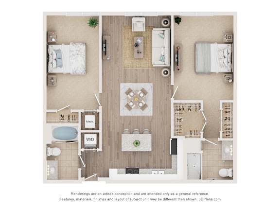 2Bed 2Bath C Floor Plan at Anchor at Gulf Harbors 62+ Apartments, New Port Richey, FL