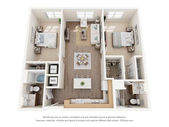 2Bed 2Bath D Floor Plan at Anchor at Gulf Harbors 62+ Apartments, New Port Richey, 34652