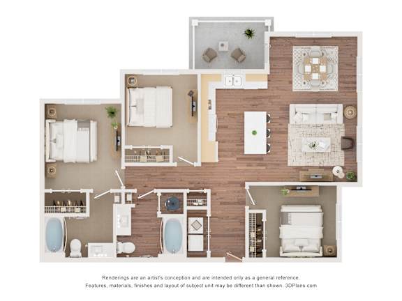 Floor Plan  3Bed Floor Plan at Anson Crossing Apartments, Maxwell, TX