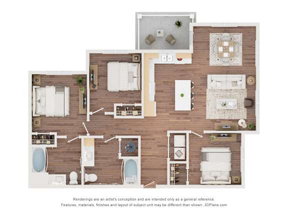Floor Plan  3BA Floor Plan at Anson Crossing Apartments, Maxwell, 78656