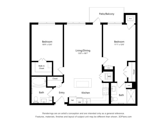 Brighton Oaks_2D_2 Bedroom Floor Plan_2B