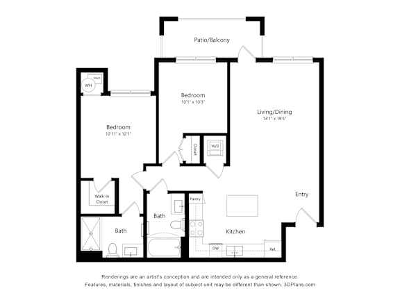 2Bedroom Floor Plan at Cobia Cove Apartments, Holiday, Florida
