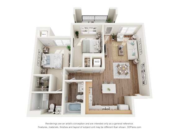 2Bed 2Bath Floor Plan at Cobia Cove Apartments, Holiday