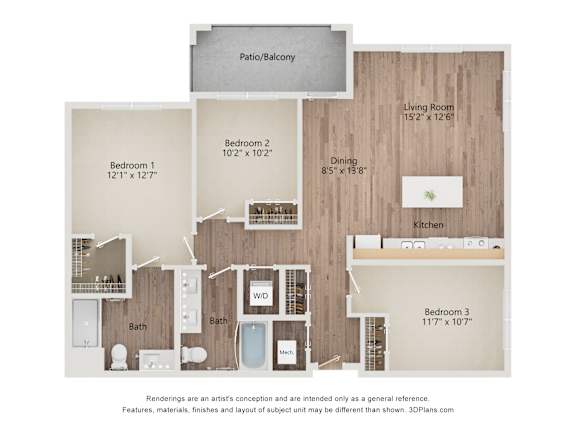 3BR A Floor Plan at Cobia Cove Apartments, Holiday, 34691