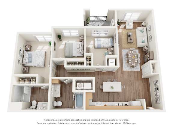3Bedroom Floor Plan at Cobia Cove Apartments, Holiday, FL, 34691