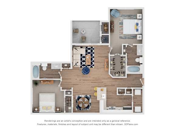 Comal Floor Plan at Hazelwood Place Apartments, Princeton, 75407