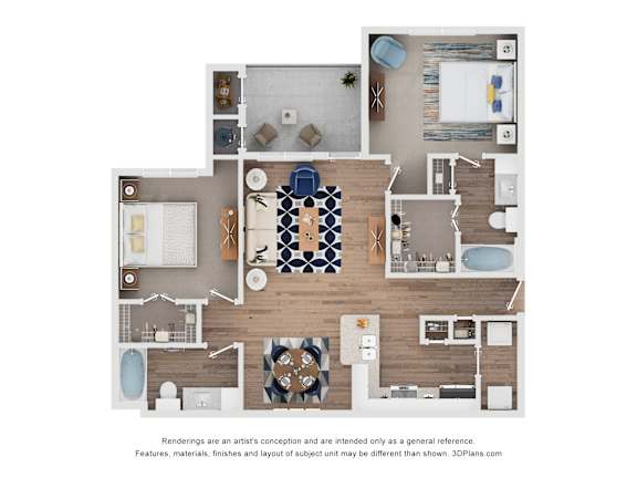 Trinity Floor Plan at Hazelwood Place Apartments, Princeton, TX 75407