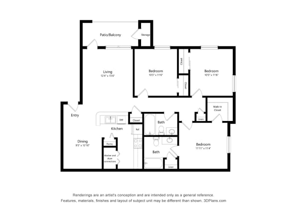 Dominium_Mission at Baytown_2D_3 Bedroom at Mission at Baytown, Baytown, 77521