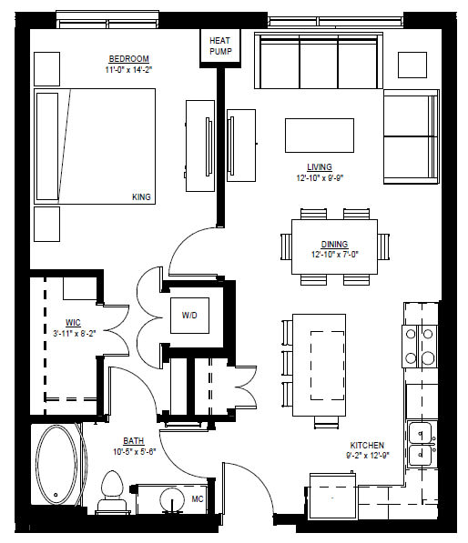 1500 Nicollet_1 Bedroom Floor Plan  at 1500 Nicollet, Minneapolis, 55403