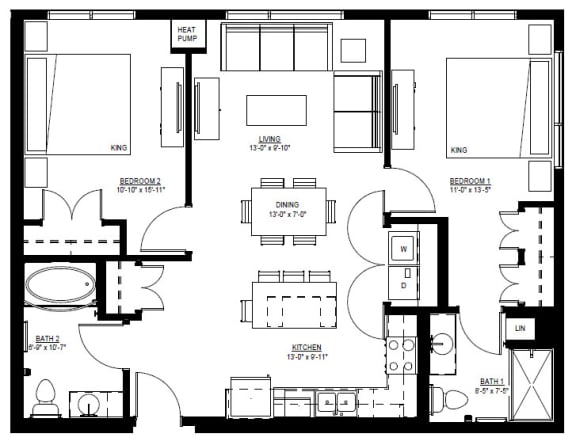 1500 Nicollet_2 Bedroom Floor Plan  at 1500 Nicollet, Minneapolis
