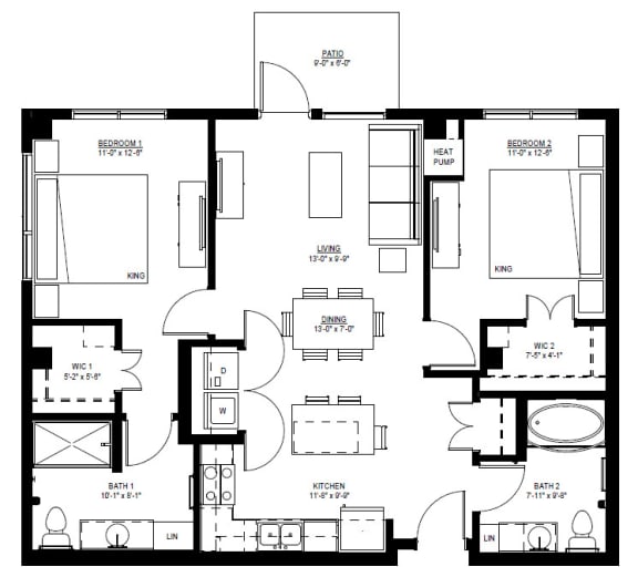 1500 Nicollet_2 Bedroom Floor Plan  at 1500 Nicollet, Minneapolis, Minnesota