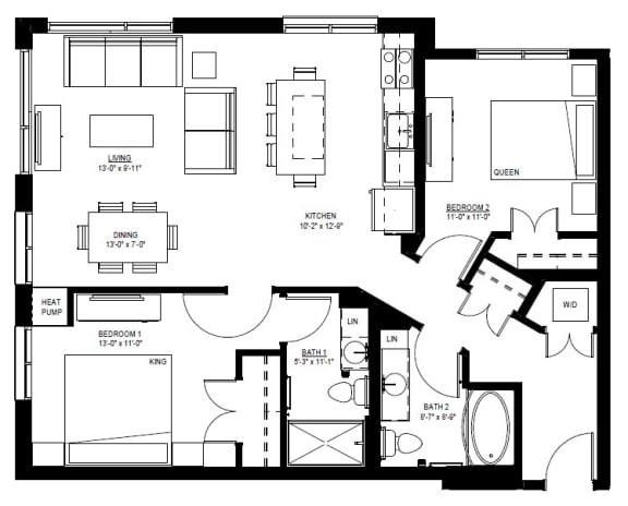 1500 Nicollet_2 Bedroom Floor Plan  at 1500 Nicollet, Minneapolis, MN