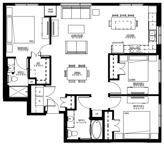 1500 Nicollet_3 Bedroom Floor Plan  at 1500 Nicollet, Minneapolis