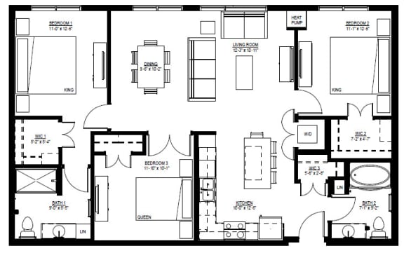 1500 Nicollet_3 Bedroom Floor Plan  at 1500 Nicollet, Minneapolis, MN
