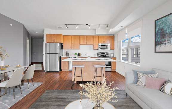 Living with kitchen at 1500 Nicollet, Minneapolis, Minnesota