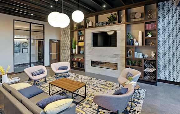 Community Room with tv at 1500 Nicollet, Minneapolis, Minnesota