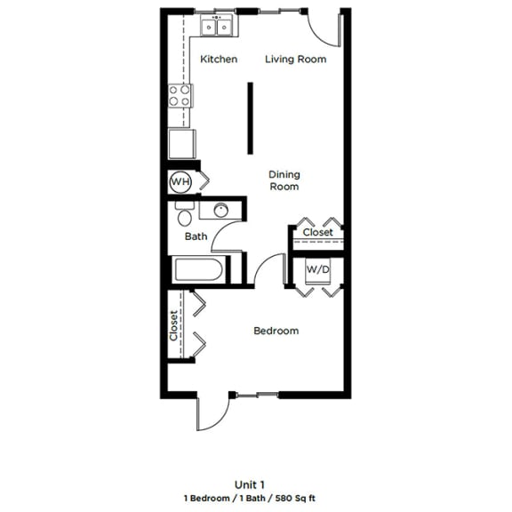 Dominium_1601 Colorado_1 Bedroom Floor Plan