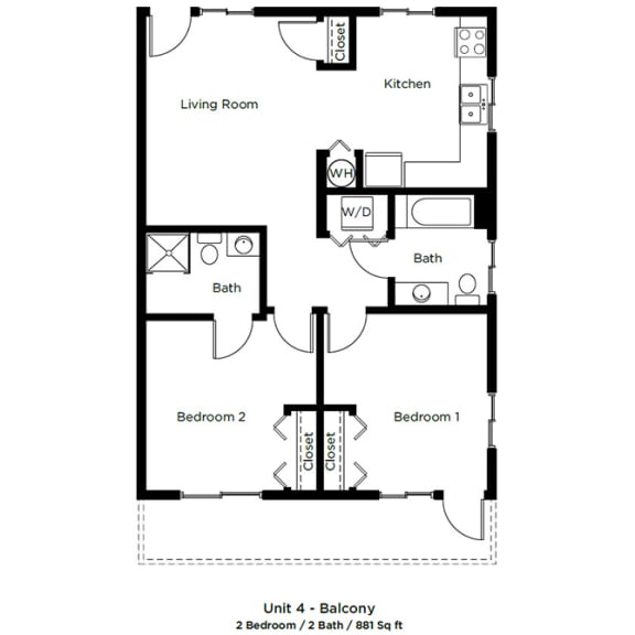 Dominium_1601 Colorado_2 Bedroom Floor Plan