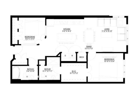 Floor Plan  2 Bedroom Floor Plan