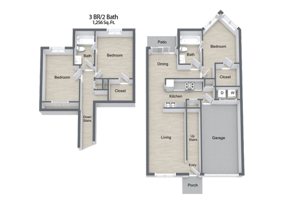 Beckley_3 Bedroom Townhome Floor Plan
