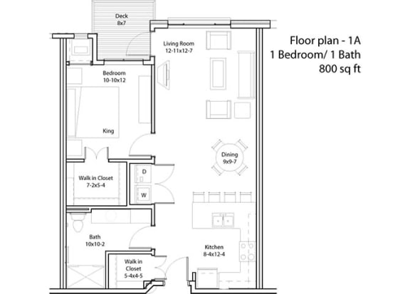 Floor Plan  1 Bedroom Floor Plan at The Cavanagh 55&#x2B; Apartments, Crystal, 55429
