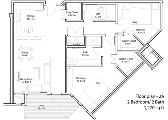 2 Bedroom Floor Plan at The Cavanagh 55+ Apartments, Crystal, MN 55429
