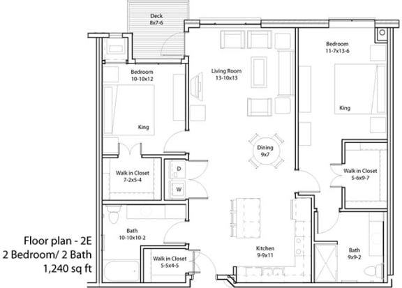Floor Plan  2 Bedroom Floor Plan at The Cavanagh 55&#x2B; Apartments, Crystal, 55429