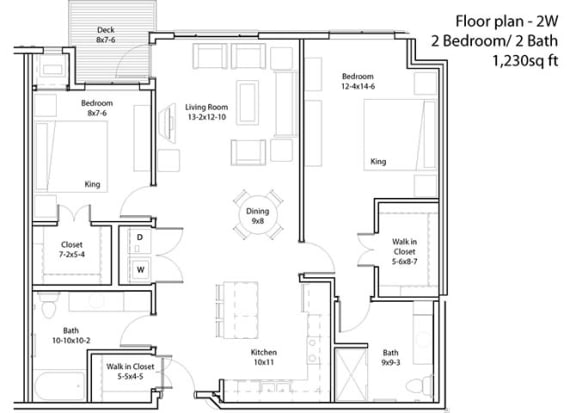 Floor Plan  2 Bedroom Floor Plan at The Cavanagh 55&#x2B; Apartments, Minnesota