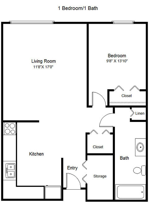 Courtyard_1 Bedroom Floor Plan