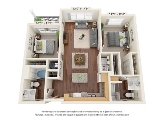 Covington Crossings_Two Bedroom 2 BATH Floor Plan Covington Crossings_Two Bedroom 2 BATH Floor Plan at Covington Crossings 55+ Senior Living, Covington, GA